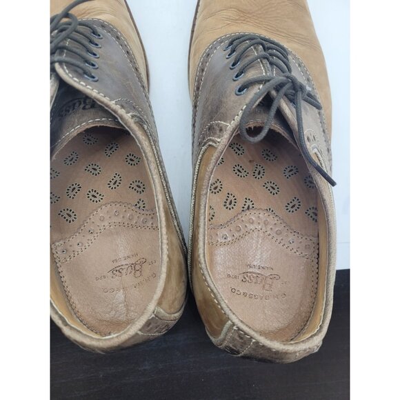 Mens Bass & Co Leather Oxford Shoes Brown Tan 9.5M - Picture 4 of 8